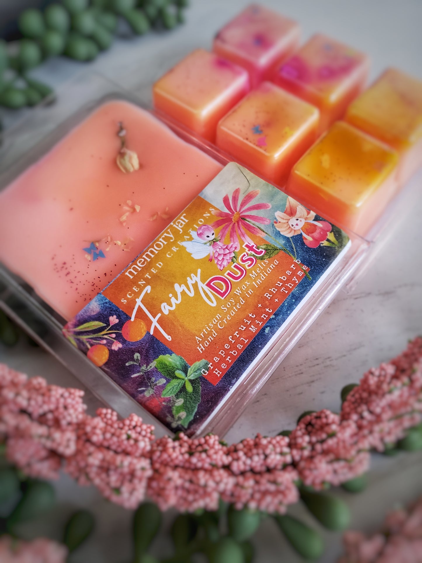 Fairy Dust | 2.7oz Clamshell | Artisan Soy Wax Melts | Fairy Tales & Folklore Collection | Grapefruit, Rhubarb, Mint, Mangosteen