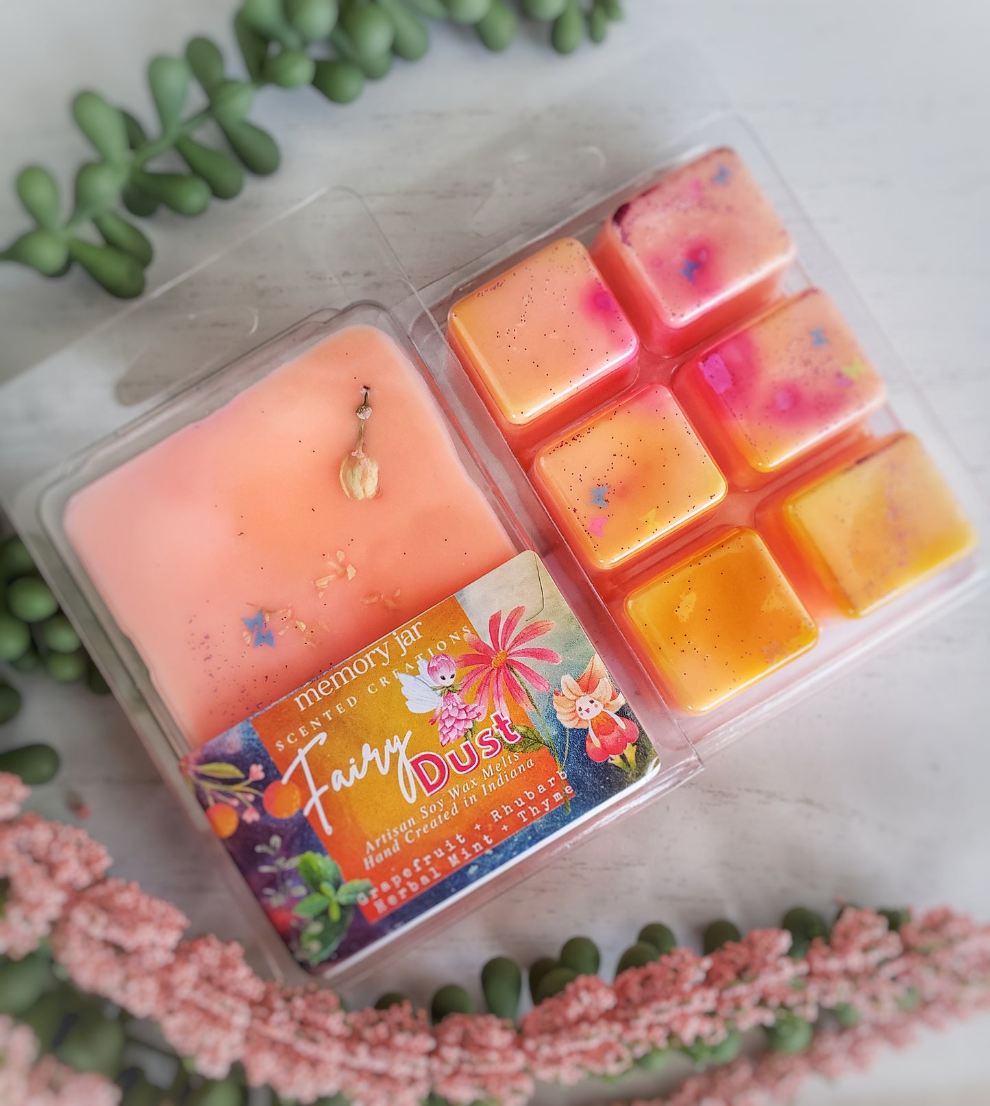 Fairy Dust | 2.7oz Clamshell | Artisan Soy Wax Melts | Fairy Tales & Folklore Collection | Grapefruit, Rhubarb, Mint, Mangosteen