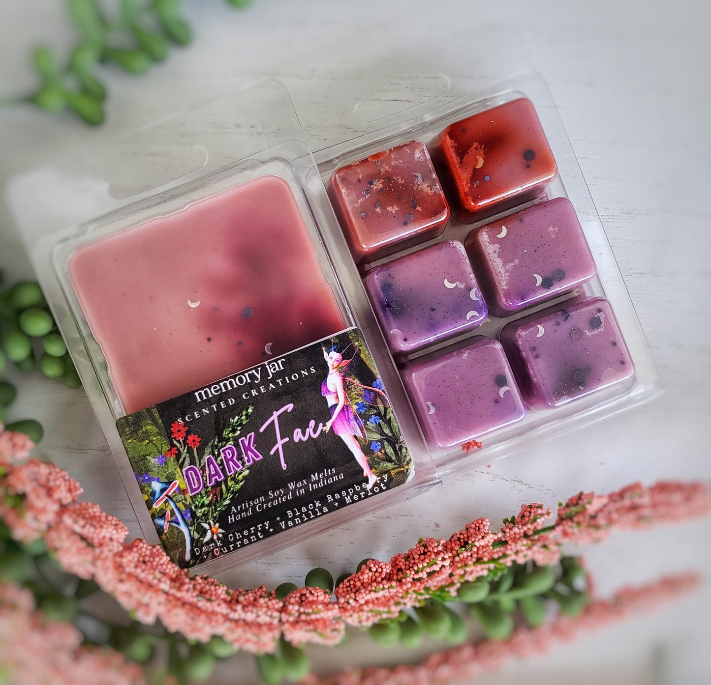 Dark Fae | 2.7oz Clamshell | Artisan Soy Wax Melts | Fairy Tales & Folklore Collection | Dark Cherry Merlot