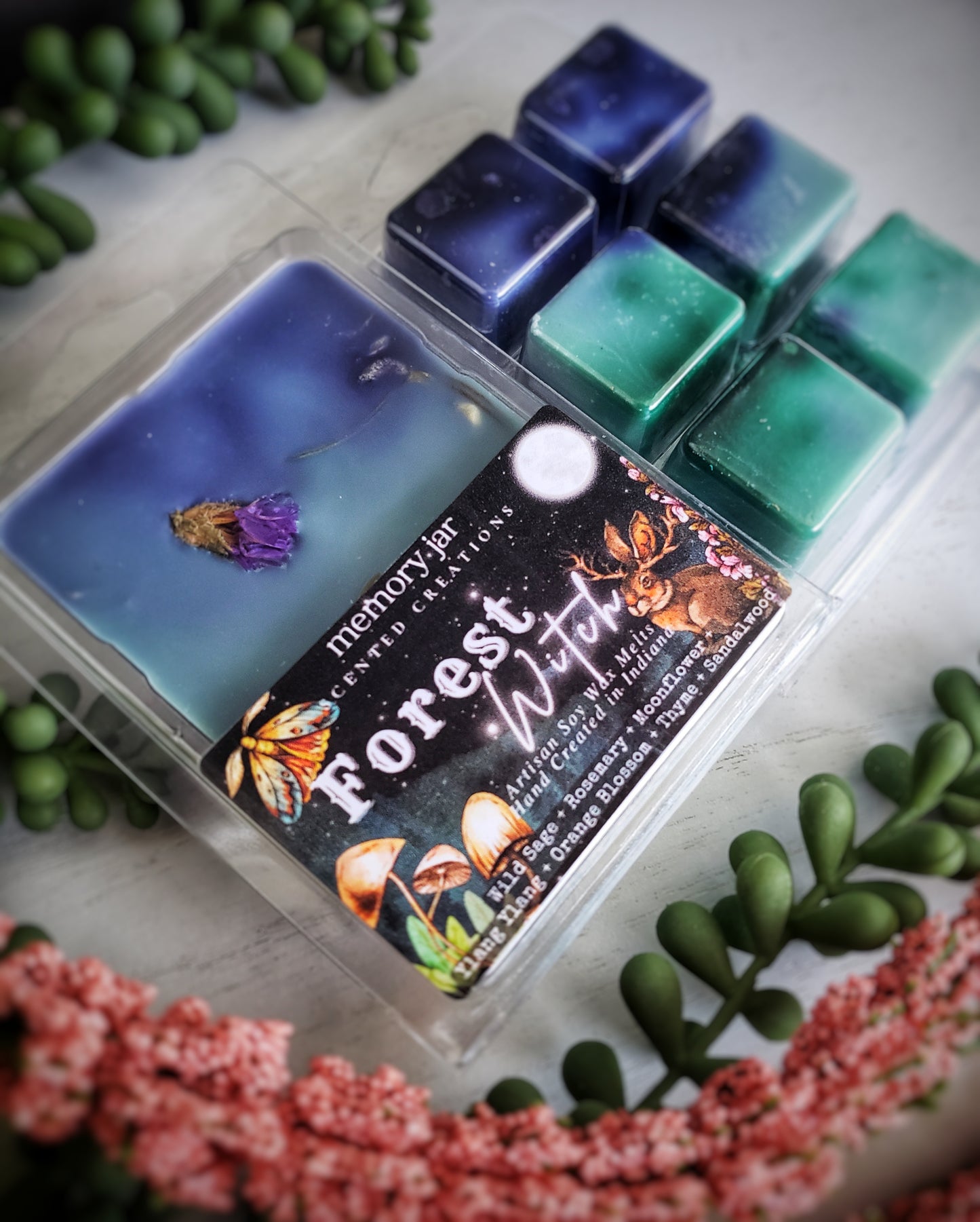 Forest Witch | 2.7oz Clamshell | Artisan Soy Wax Melts | Fairy Tales & Folklore Collection | Moonflower and Wild Sage | Cottagecore