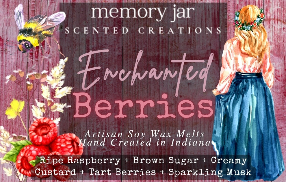 Enchanted Berries |2.7oz Clamshell | Artisan Soy Wax Melts | Fairy Tale & Folklore Collection | Raspberry Custard Tart