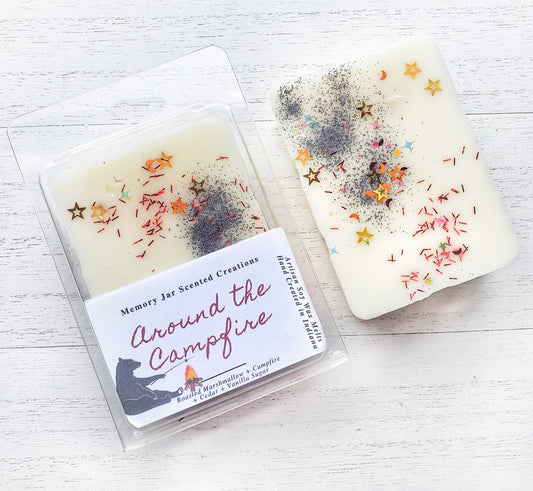 Around the Campfire | Toasted Marshmallows | 2.7oz Clammshell | Artisan Soy Wax Melts | The Nostalgia Collection